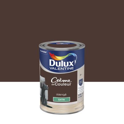 Peinture murs, plafonds, boiseries et radiateurs marron wengé satin Dulux Valentine Crème de couleur 1.25 L