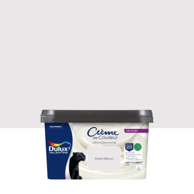 Peinture murs, plafonds, boiseries et radiateurs matin blanc velours Dulux Valentine Crème de couleur 2.25 L