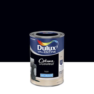 Peinture murs, plafonds, boiseries et radiateurs noir mat velouté Dulux Valentine Crème de couleur 1.25 L