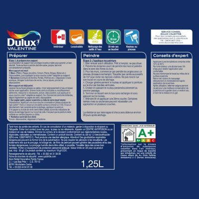 Peinture murs, plafonds, boiseries et radiateurs noir mat velouté Dulux Valentine Crème de couleur 1.25 L