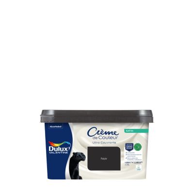 Peinture murs, plafonds, boiseries et radiateurs noir satin Dulux Valentine Crème de couleur 2.25 L