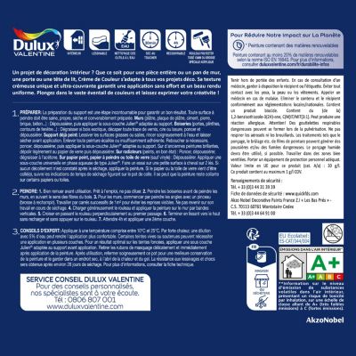 Peinture murs, plafonds, boiseries et radiateurs noir velours Dulux Valentine Crème de couleur 2.25 L