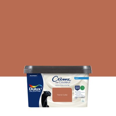 Peinture murs, plafonds, boiseries et radiateurs orange terre cuite mat Dulux Valentine Crème de couleur 2.25 L