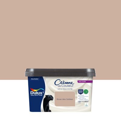 Peinture murs, plafonds, boiseries et radiateurs rose des sables velours Dulux Valentine Crème de couleur 2.25 L