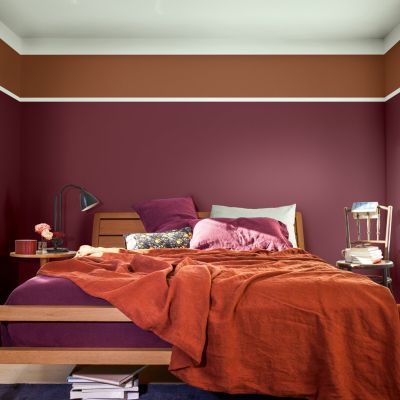 Peinture murs, plafonds, boiseries et radiateurs rouge bordeaux satin Dulux Valentine Crème de couleur 2.5 L
