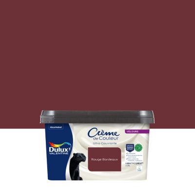 Peinture murs, plafonds, boiseries et radiateurs rouge bordeaux velours Dulux Valentine Crème de couleur 2.25 L