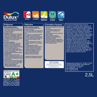 Peinture murs, plafonds, boiseries et radiateurs rouge glamour satin Dulux Valentine Crème de couleur 2.5 L