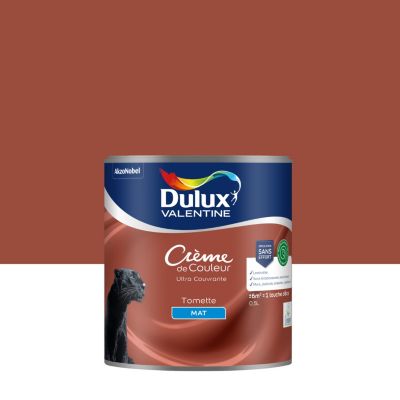 Peinture murs, plafonds, boiseries et radiateurs rouge tomette mat Dulux Valentine Crème de couleur 0.5 L