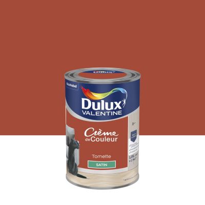 Peinture murs, plafonds, boiseries et radiateurs rouge tomette satin Dulux Valentine Crème de couleur 1.25 L