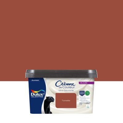 Peinture murs, plafonds, boiseries et radiateurs rouge tomette velours Dulux Valentine Crème de couleur 2.25 L