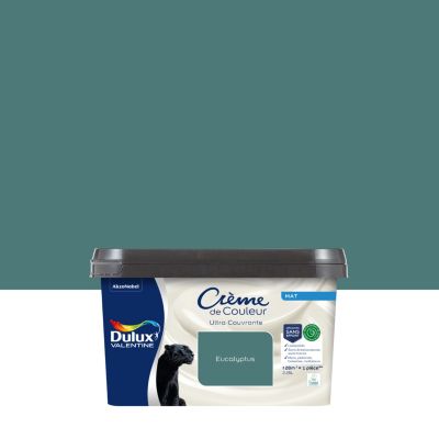 Peinture murs, plafonds, boiseries et radiateurs vert eucalyptus mat Dulux Valentine Crème de couleur 2.25 L