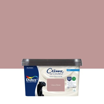 Peinture murs, plafonds, boiseries et radiateurs vieux rose mat Dulux Valentine Crème de couleur 2.25 L