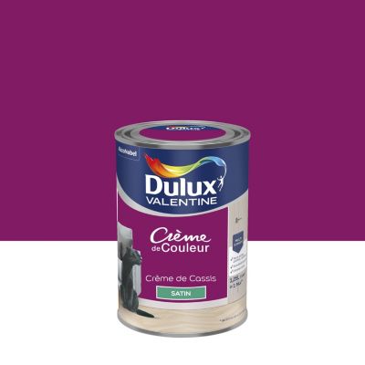 Peinture murs, plafonds, boiseries et radiateurs violet crème de cassis satin Dulux Valentine Crème de couleur 1.25 L