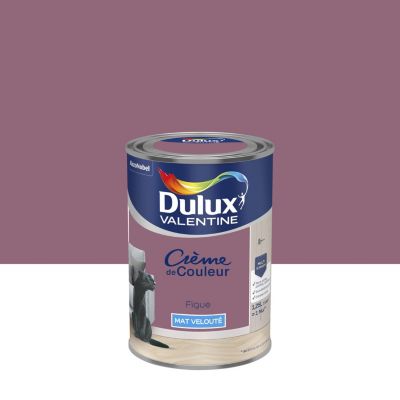 Peinture murs, plafonds, boiseries et radiateurs violet figue mat Dulux Valentine Crème de couleur 1.25 L