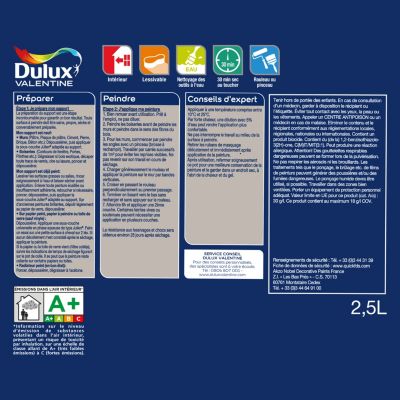Peinture murs, plafonds, boiseries et radiateurs violet figue mat Dulux Valentine Crème de couleur 2.5 L