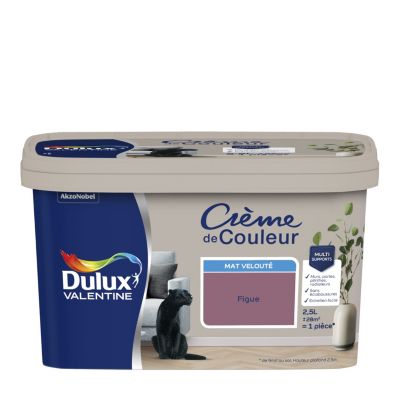 Peinture murs, plafonds, boiseries et radiateurs violet figue mat Dulux Valentine Crème de couleur 2.5 L