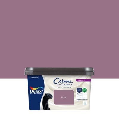 Peinture murs, plafonds, boiseries et radiateurs violet figue velours Dulux Valentine Crème de couleur 2.25 L
