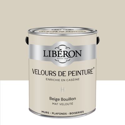 Peinture murs, plafonds et boiseries beige bouillon Libéron Velours de peinture 2,5 L