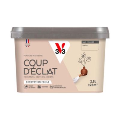Peinture murs, plafonds et boiseries beige rafia mat poudré V33 Coup d'éclat 2.5 L