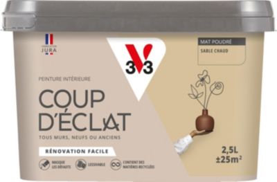 Peinture murs, plafonds et boiseries beige sable chaud mat poudré V33 Coup d'éclat 2.5 L
