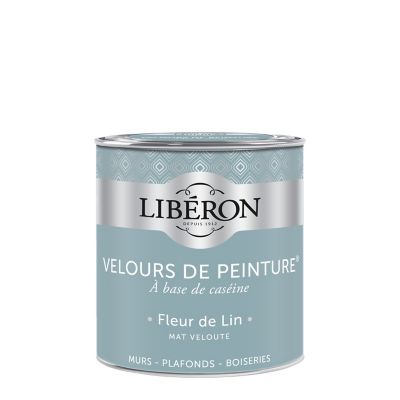 Peinture murs, plafonds et boiseries bleu fleur de lin Libéron Velours de peinture 0.5 L