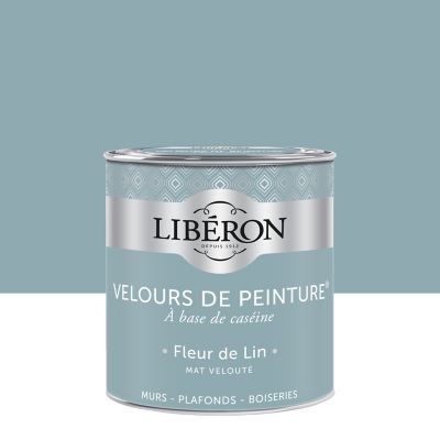 Peinture murs, plafonds et boiseries bleu fleur de lin Libéron Velours de peinture 0.5 L