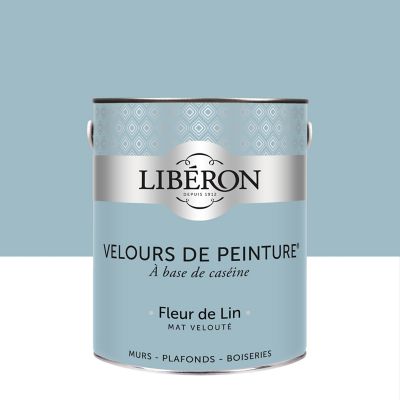 Peinture murs, plafonds et boiseries bleu fleur de lin Libéron Velours de peinture 2.5 L
