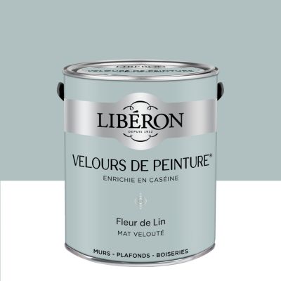 Peinture murs, plafonds et boiseries bleu fleur de lin Libéron Velours de peinture 2.5 L