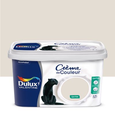 Peinture murs plafonds et boiseries Crème de Couleur Dulux Valentine satin lin clair 2,5L