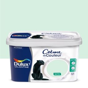 Peinture murs plafonds et boiseries Crème de Couleur Dulux Valentine satin vert d'eau 2,5L