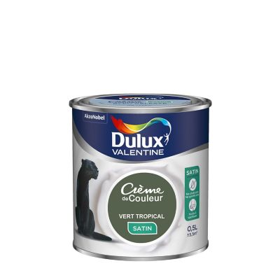 Peinture murs plafonds et boiseries Crème de Couleur Dulux Valentine satin vert tropical 0,5L