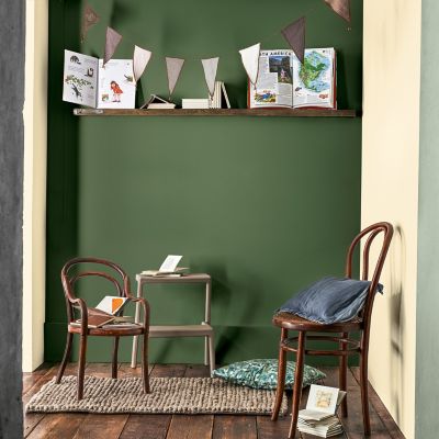 Peinture murs plafonds et boiseries Crème de Couleur Dulux Valentine satin vert tropical 0,5L