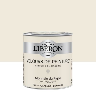 Peinture murs, plafonds et boiseries crème monnaie du Pape Velours de peinture 0,5 L