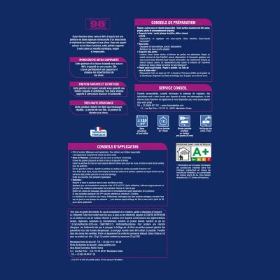 Peinture murs plafonds et boiseries Dulux Valentine 98% monocouche velours blanc 10L