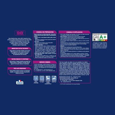 Peinture murs plafonds et boiseries Dulux Valentine 98% monocouche velours blanc 5L