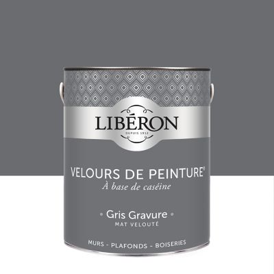 Peinture murs, plafonds et boiseries gris gravure Libéron Velours de peinture 2.5 L