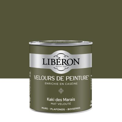Peinture murs, plafonds et boiseries kaki des marais Libéron Velours de peinture 0,5 L