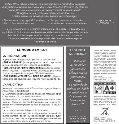 Peinture murs, plafonds et boiseries noir smoking Libéron Velours de peinture 2.5 L