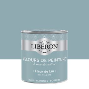 Peinture murs, plafonds et boiseries Velours de peinture bleu fleur de lin Liberon 0,5L