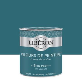 Peinture murs, plafonds et boiseries Velours de peinture bleu paon Liberon 0,5L