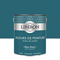 Peinture murs, plafonds et boiseries Velours de peinture bleu paon Liberon 2,5L