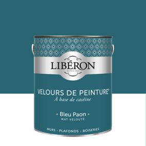 Peinture murs, plafonds et boiseries Velours de peinture bleu paon Libéron 2,5L