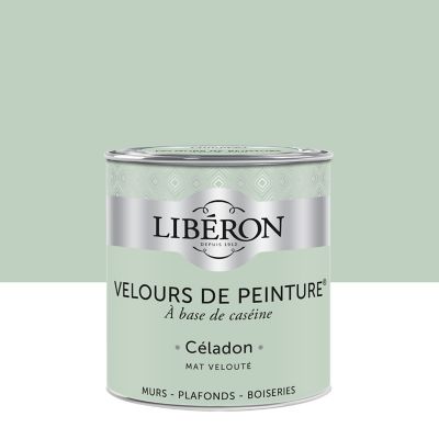Peinture murs, plafonds et boiseries vert céladon Libéron Velours de peinture 0.5 L