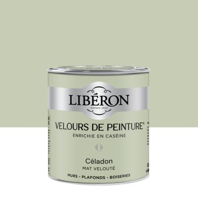 Peinture murs, plafonds et boiseries vert céladon Libéron Velours de peinture 0.5 L