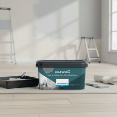 Peinture murs, plafonds et radiateurs GoodHome blanc lumineux mat 2,5L