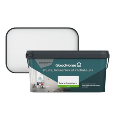 Peinture murs, plafonds et radiateurs GoodHome blanc lumineux satin 5L