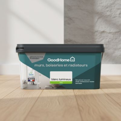 Peinture murs, plafonds et radiateurs GoodHome blanc lumineux satin 5L