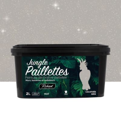 Peinture pailletée Jungle Paillettes Richard cacatoes gris 2 L