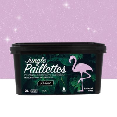 Peinture pailletée Jungle Paillettes Richard flamant rose 2 L