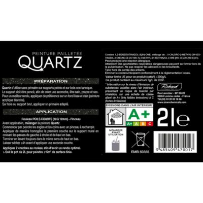 Peinture pailletée texturée effet intense Quartz Richard pour murs boiseries et radiateurs agate grise 2L